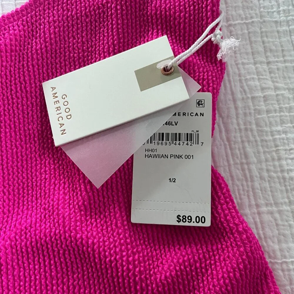 NWT Good American Always Fits one-piece swimsuit in Hawian pink size 1/2 - Picture 2 of 8